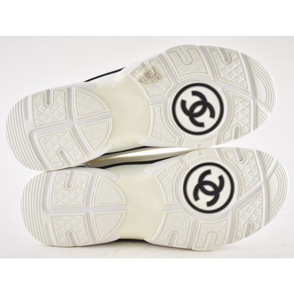 Chanel 20C Men White Black Neoprene CC Logo Low Top Runner Trainer Sneaker 44 11 - Picture 12 of 12